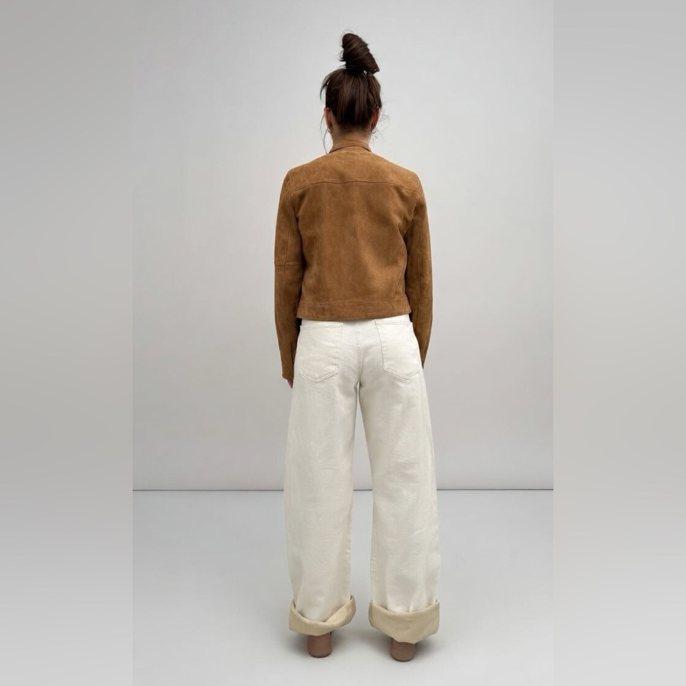 ZARA White Waxed Cracked Jeans Relaxed Fit Size 2 NEW! - Picture 2 of 15